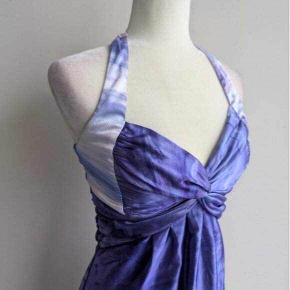 Vintage 90s Satin Purple Halter Dress - Picture 5 of 8